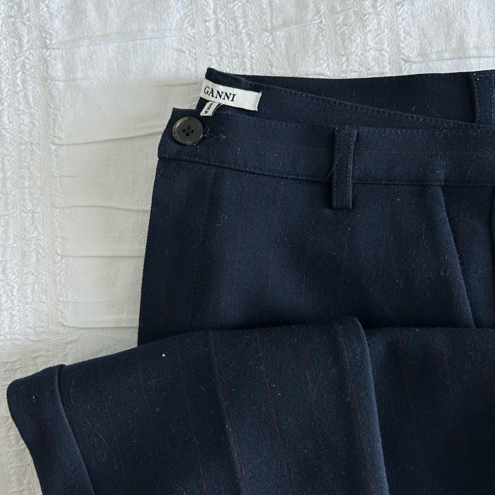 GANNI Women’s Navy Cigarette Trousers